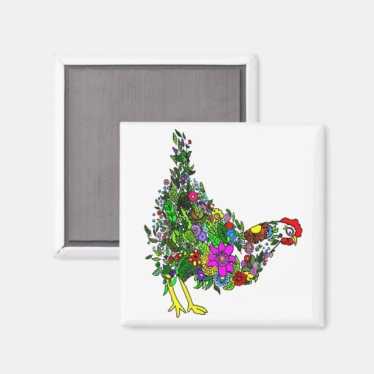 Blume Chicken Magnet (Vorderseite/Rückseite)