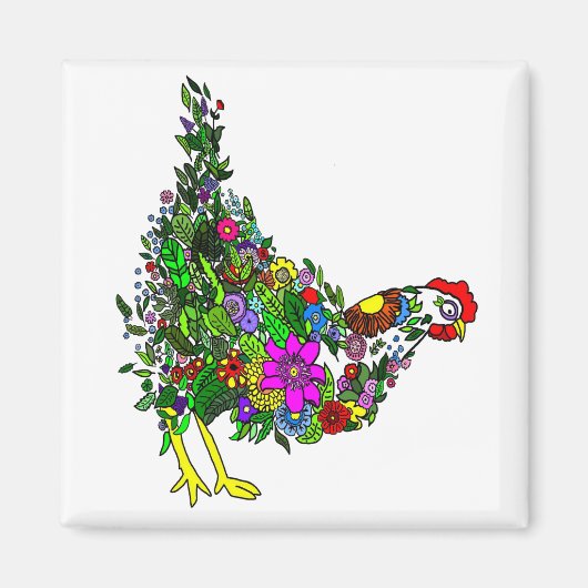 Blume Chicken Magnet (Vorne)