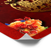 Blume Chinesisches Tiger-Jahr-Blatt Poster (Ecke)