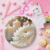 Blume Chrysanthemum und Kerzen Pappteller (Party)