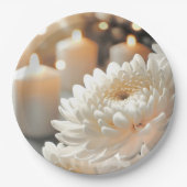 Blume Chrysanthemum und Kerzen Pappteller (Vorderseite)