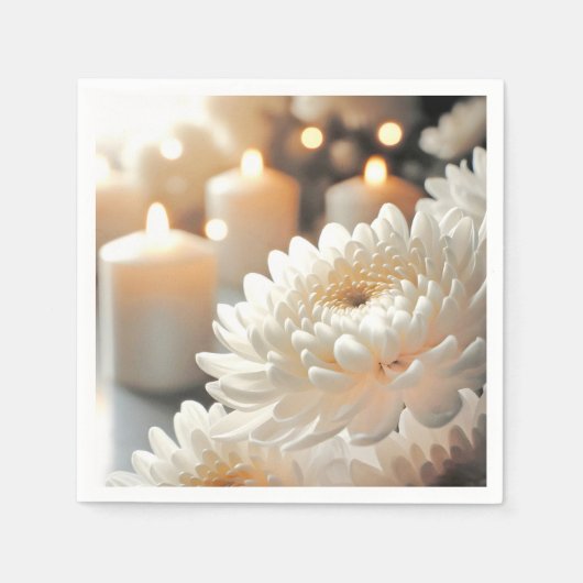 Blume Chrysanthemum und Kerzen Serviette (Vorderseite)