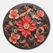 Blume Circle Medallion Form Runder Aufkleber (Vorderseite)