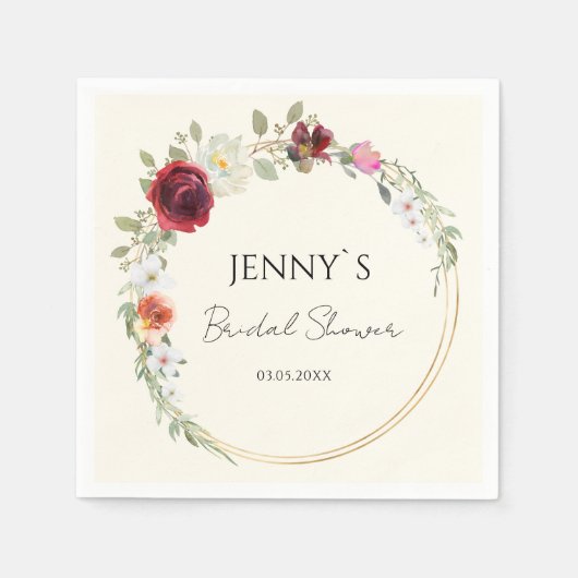 Blume Circle Wedding Brautparty Serviette (Vorderseite)