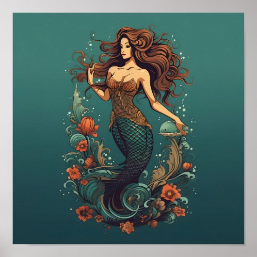 Blume Circled Mermaid Poster (Vorne)