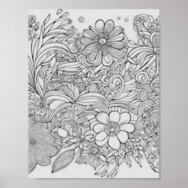 Blume Collage Coloring Poster Wall Decke