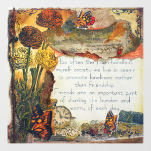 Blume Collage für Freundschaftswerbung Mixed Media Fensteraufkleber