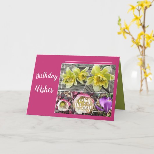 BLUME COLLAGE GEBURTSTAG GREETING KARTE (Gelbe Blume)