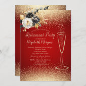 Blume Confetti Weinglas Rote Rente Einladung (Vorne/Hinten)