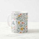 Blume Coral Mustard Monogram Vivid Kaffeetasse (Vorderseite Links)