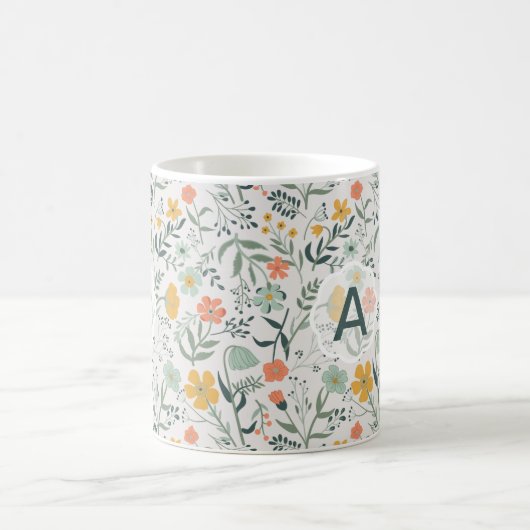 Blume Coral Mustard Monogram Vivid Kaffeetasse (Mittel)