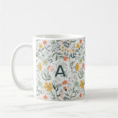 Blume Coral Mustard Monogram Vivid Kaffeetasse (Links)