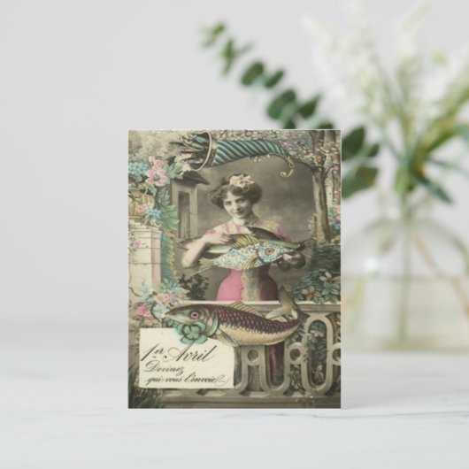 Blume Cornucopia Poisson d'avril Postkarte (Stehend Vorderseite)