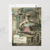 Blume Cornucopia Poisson d'avril Postkarte (Vorne/Hinten)