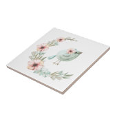 Blume Crescent mit Baby Blue Bird Art Tile Fliese (Seite)
