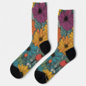 Blume Crew Socks - Stilvolles Blumendesign Socken (Linkes Detail)