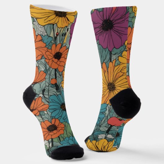 Blume Crew Socks - Stilvolles Blumendesign Socken (Gewinkelt)