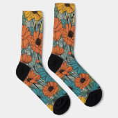 Blume Crew Socks - Stilvolles Blumendesign Socken (Rechts)