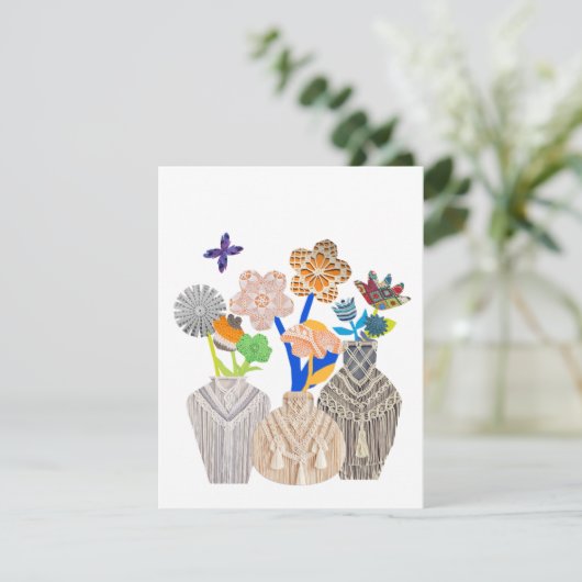 Blume Crochet Makrame Mitteilungskarten (Stehend Vorderseite)