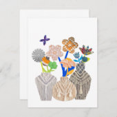 Blume Crochet Makrame Mitteilungskarten (Vorne/Hinten)