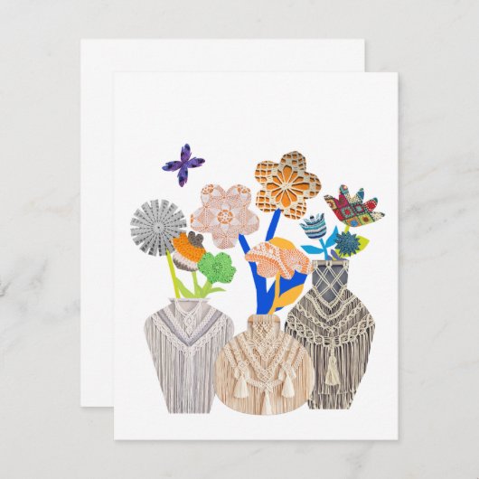 Blume Crochet Makrame Mitteilungskarten (Vorne/Hinten)