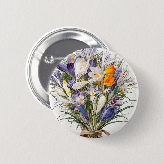 Blume Crocus Spring Botanische Blumenpracht Button (Vorne & Hinten)