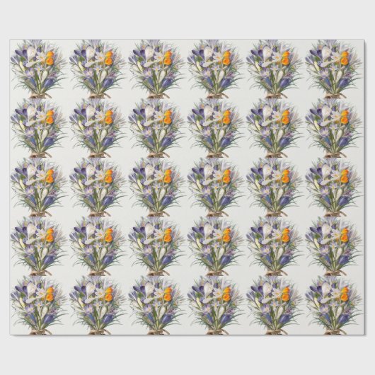 Blume Crocus Spring Botanische Blumenpracht Geschenkpapier (Flach)