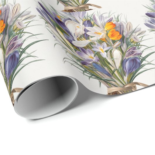 Blume Crocus Spring Botanische Blumenpracht Geschenkpapier (Rolleneckpunkt)