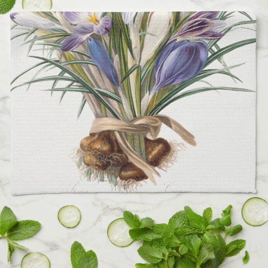 Blume Crocus Spring Botanische Blumenpracht Geschirrtuch (Gefaltet)