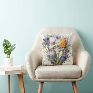 Blume Crocus Spring Botanische Blumenpracht Kissen
