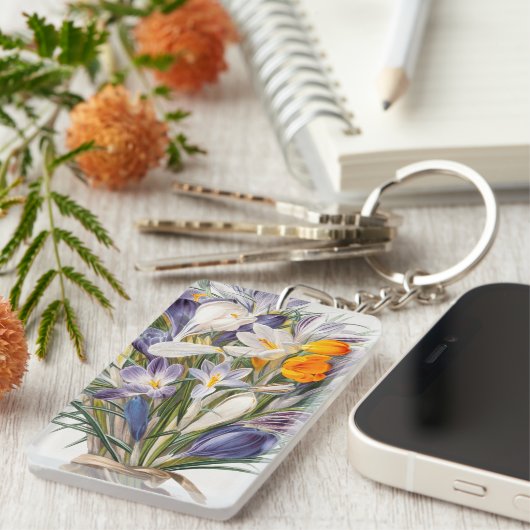 Blume Crocus Spring Botanische Blumenpracht Schlüsselanhänger (Vorderseite rechts)