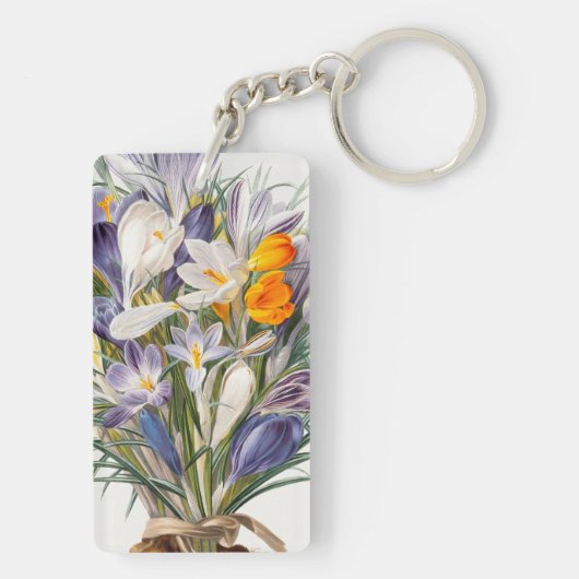 Blume Crocus Spring Botanische Blumenpracht Schlüsselanhänger (Rückseite)