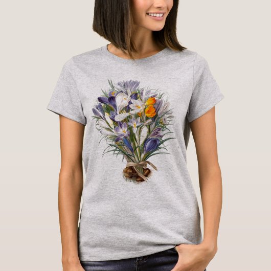 Blume Crocus Spring Botanische Blumenpracht T-Shirt (Vorderseite)