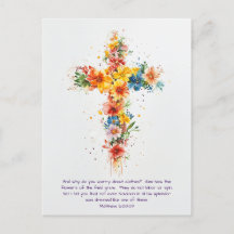 Blume Cross Bible Verse - Postkarte