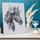 Blume Crown Black Horse Portrait Fotoplatte (Seite)
