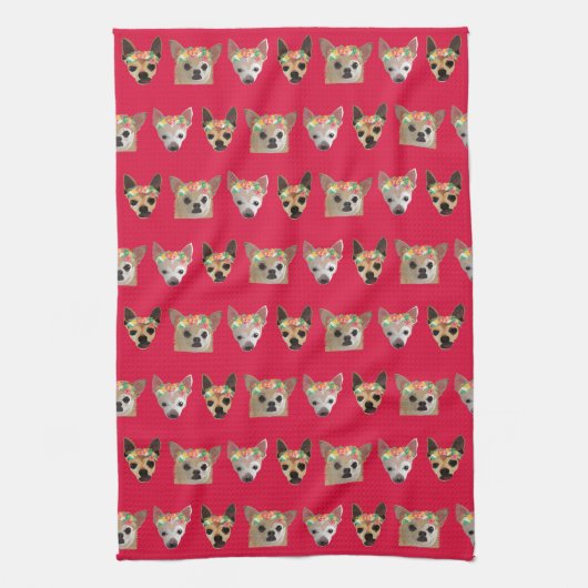 Blume Crown Chihuahuas Geschirrtuch (Vertikal)