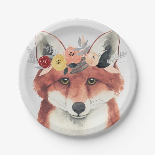 Blume Crown Forester Fox Pappteller (Vorderseite)