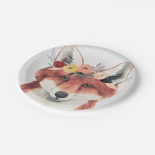 Blume Crown Forester Fox Pappteller (Schrägansicht)