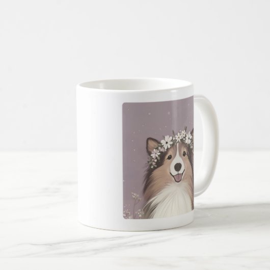 Blume Crown Sheltie Tasse (VorderseiteRechts)