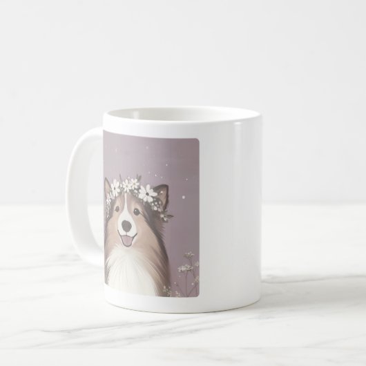 Blume Crown Sheltie Tasse (Vorderseite Links)