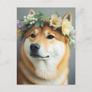 Blume Crown Shiba Inu Postkarte