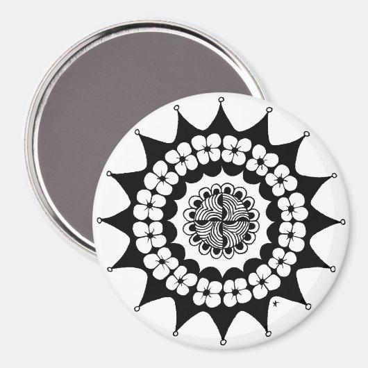 Blume Crown Zen Mandala Magnet (Vorderseite/Rückseite)