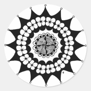 Blume Crown Zen Mandala Runder Aufkleber