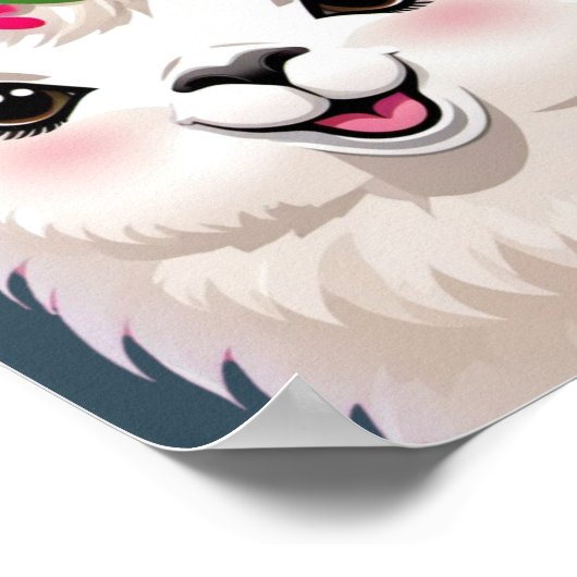 Blume-Crowned Llama Elegance Poster (Ecke)