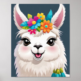 Blume-Crowned Llama Elegance Poster