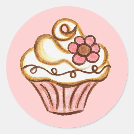 Blume Cupcake Sticker (Vorderseite)