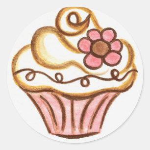 Blume Cupcake Stickers