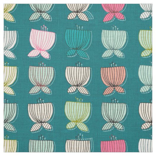 Blume Cups aquamarin Stoff (Muster)