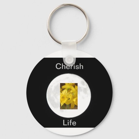 Blume Daffodil Moonlit Schlüsselanhänger (Vorderseite)