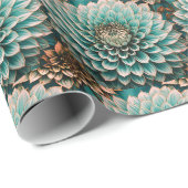 Blume Dahlia Aquamarines Aqua Ticino Geschenkpapier (Rolleneckpunkt)